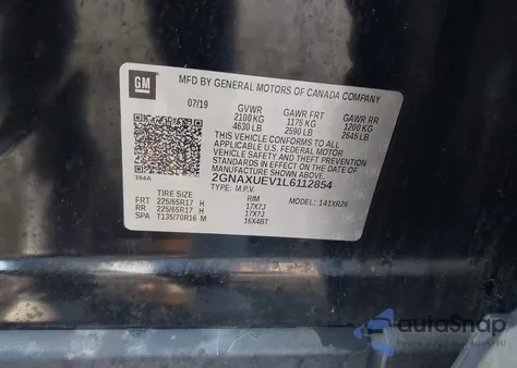 2020 Chevrolet Equinox Lt from USA, damaged, VIN 2GNAXUEV1L6112854